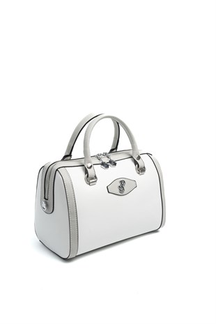 Silver & Polo SP1091 Kadın El Çantası Düz Beyaz-A.Gri
