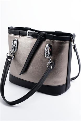 Silver & Polo SP1155 Kadın El Çantası Düz Platin-Siyah