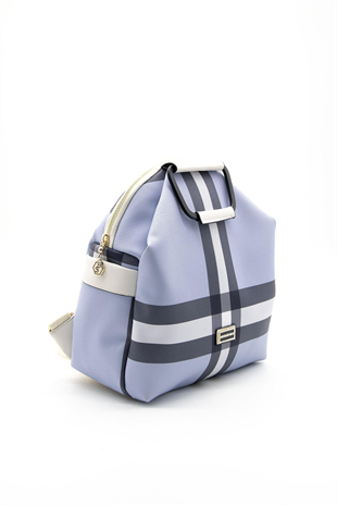 Silver & Polo SP771 Kadın Sırt Çantası Ekose Mavi-Kemik