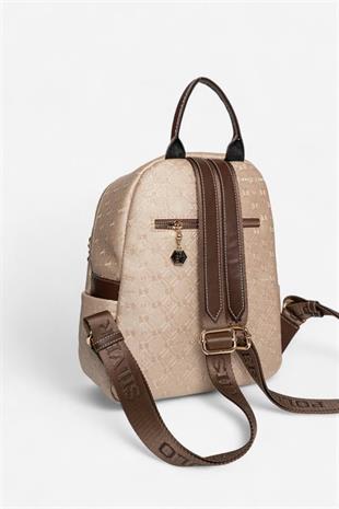 Silver & Polo SP906 Kadın Sırt Çantası Logolu Nut-Kahve