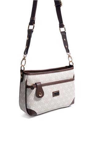 Silver & Polo SP1160 Kadın Çapraz Çanta Monogram Taş-Kahve