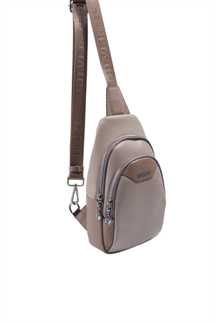 Silver & Polo SP959 Kadın Vücut Çantası Düz Koyu Bej-Latte
