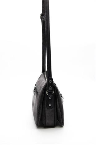 Silver & Polo SP818 Kadın Çapraz Çanta Petek M.Gümüş-Siyah