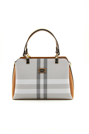 Silver & Polo SP972 Kadın El Çantası Ekose A.Gri-A.Taba