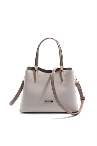 Silver & Polo SP1205 Kadın El Çantası Düz Bej-Latte