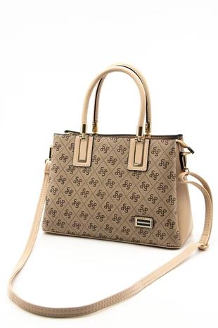 Silver & Polo SP1000 Kadın El Çantası Monogram Koyu Bej-Ten