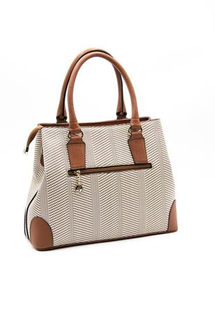 Silver & Polo SP667 Kadın El Çantası Hasır Bej-Taba