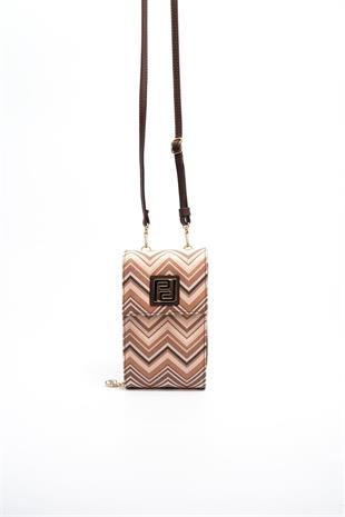 Silver & Polo SP1145 Kadın Telefon Çantası Ekose Nut-Kahve