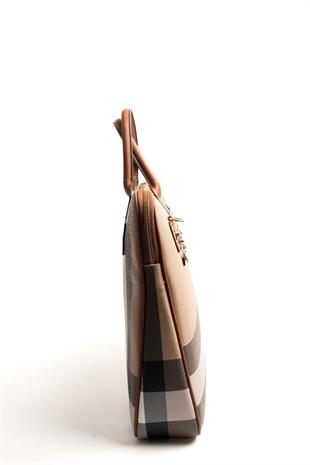 Silver & Polo SP1175 Kadın Laptop & Evrak Çantası Ekose Bej-Taba