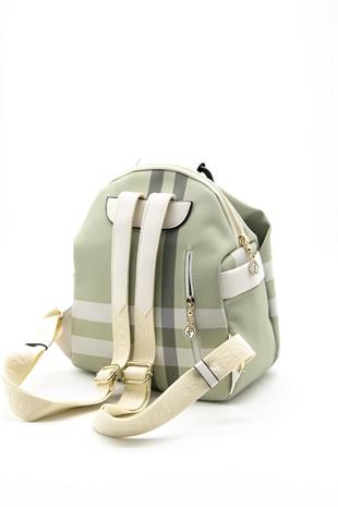 Silver & Polo SP771 Kadın Sırt Çantası Ekose A.Yeşil-Kemik
