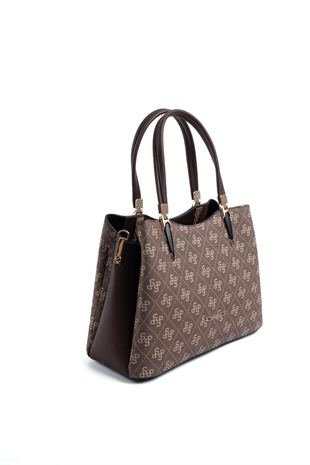 Silver & Polo SP1205 Kadın El Çantası Monogram Kahve-Kahve