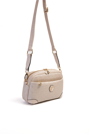 Silver & Polo SP1094 Kadın Çapraz Çanta Logolu Bej
