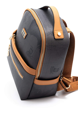 Silver & Polo SP1061 Kadın Sırt Çantası Harita Siyah-A.Taba