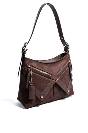 Silver & Polo SP1268 Kadın Omuz Çantası Süet Kahve-Kahve