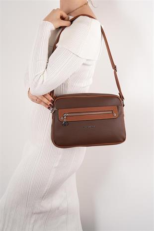 Silver & Polo SP753 Kadın Çapraz Çanta Petek Kahve-Taba