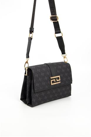Silver & Polo SP1009 Kadın Çapraz Çanta Monogram Siyah