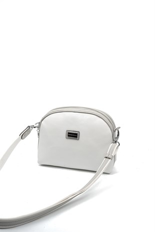 Silver & Polo SP765 Kadın Çapraz Çanta Düz Beyaz-A.Gri