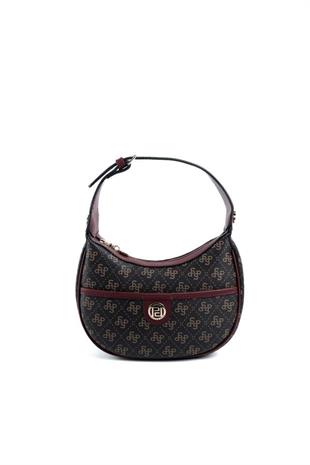 Silver Polo SP1194 Kadın Omuz Çantası Monogram Kahve Sarı-Bordo