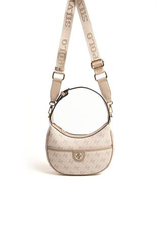 Silver Polo SP1194 Kadın Omuz Çantası Monogram Bej-Kum