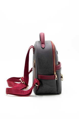 Silver & Polo SP1061 Kadın Sırt Çantası Harita Siyah-Bordo