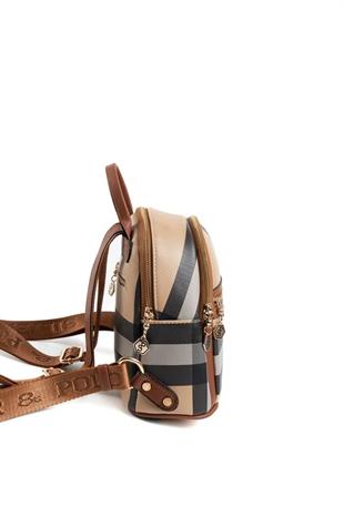 Silver & Polo SP983 Kadın Sırt Çantası Ekose Bej-Taba