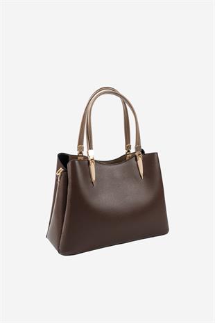 Silver & Polo SP1205 Kadın El Çantası Düz Vizon-Kahve