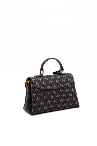 Silver & Polo SP1159 Kadın El Çantası Monogram Füme-Siyah