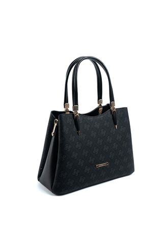Silver & Polo SP1205 Kadın El Çantası Monogram Siyah-Siyah