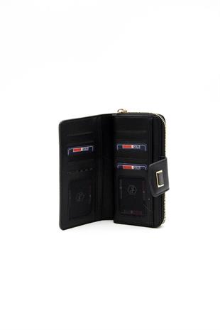 Silver & Polo SP928 Kadın Cüzdan & Kartlık Logolu Platin-Siyah
