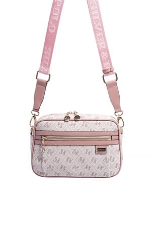 Silver & Polo SP1280 Kadın Çapraz Çanta Monogram Pembe-Somon