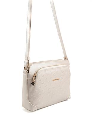 Silver & Polo SP364 Kadın Çapraz Çanta Logolu Bej-S.Bej
