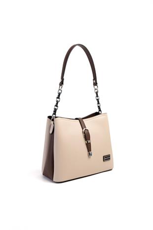 Silver & Polo Bej - Kahve SP974 Kadın Omuz Çantası