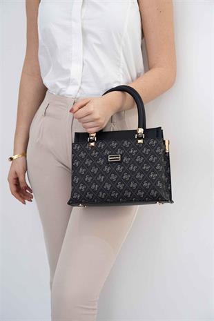 Silver & Polo SP826 Kadın El Çantası Monogram Füme-Siyah