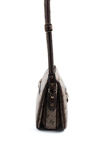 Silver & Polo SP818 Kadın Çapraz Çanta Monogram Koyubej-Kahve