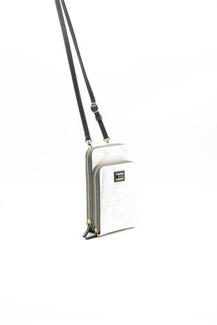 Silver & Polo SP1011 Kadın Telefon Çantası Harita Beyaz-Antrasit