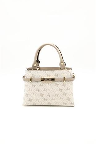 Silver Polo Bej - Kum Monogram Kadın El Çantası SP1149