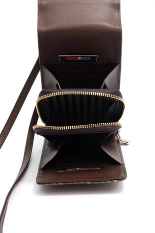 Silver & Polo SP1145 Kadın Telefon Çantası Ekose Nut-Kahve