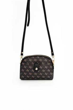 Silver & Polo SP1144 Kadın Çapraz Çanta Monogram Füme-Siyah