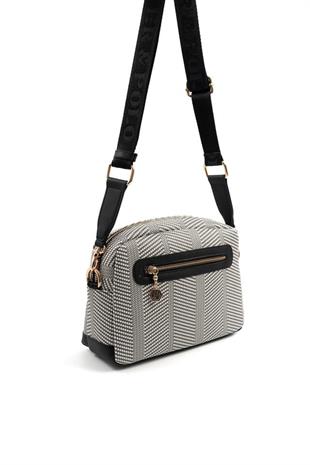 Silver & Polo SP1201 Kadın Çapraz Çanta Hasır Siyah Beyaz-Siyah