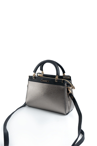 Silver & Polo SP1193 Kadın El Çantası Düz Platin-Siyah