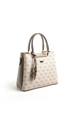 Silver & Polo SP969 Kadın El Çantası Monogram Bej-Kum