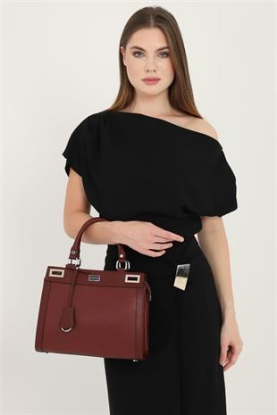 Silver & Polo SP1174 Kadın El Çantası Düz Bordo