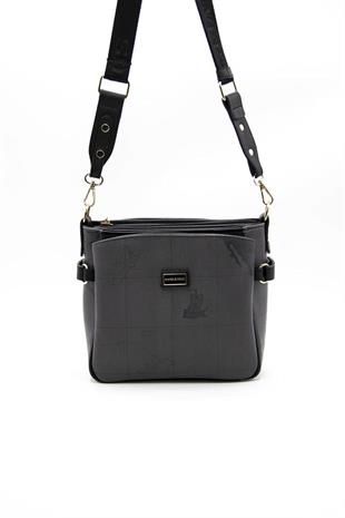 Silver & Polo SP884 Kadın Çapraz Çanta Harita Siyah