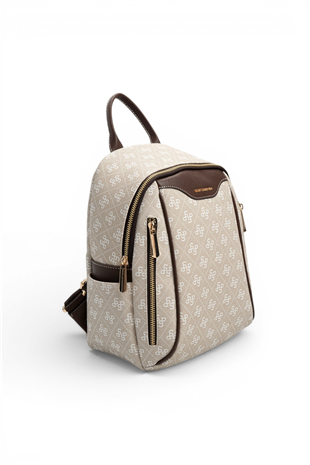 Silver Polo SP906 Kadın Sırt Çantası Monogram Taş-Kahve