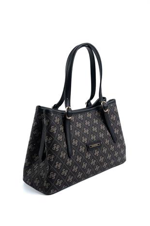 Silver & Polo SP1252 Kadın El Çantası Monogram Füme-Siyah