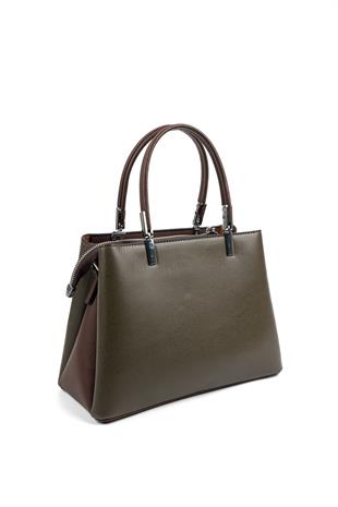 Silver & Polo SP1098 Kadın El Çantası Düz Zeytuni-Kahve