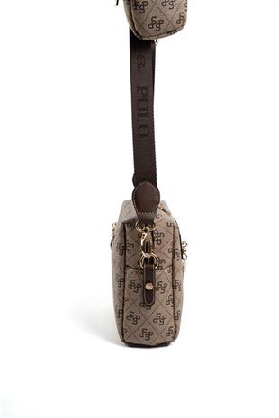 Silver Polo Koyubej - Kahve Monogram Kadın Çapraz Çanta SP1038