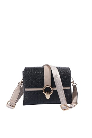 Silver & Polo SP1275 Kadın Çapraz Çanta Logolu Siyah-S.Nut