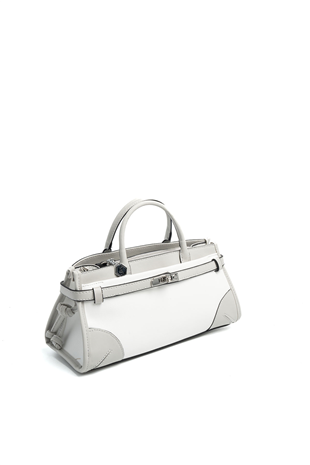 Silver & Polo SP1260 Kadın El Çantası Düz Beyaz-A.Gri