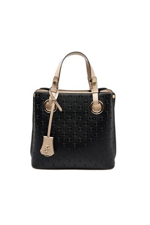 Silver & Polo SP975 Kadın El Çantası Logolu Siyah-S.Nut